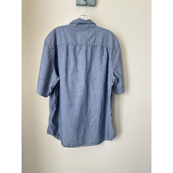 Carhartt Men's Size XL Blue Chambray Relaxed Fit Short Sleeve Button-Down Shirt - Picture 4 of 5